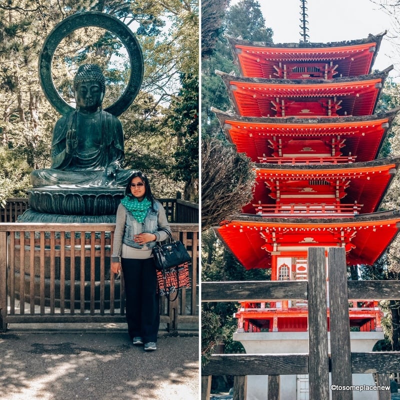 日本茶园旧金山佛塔和佛像