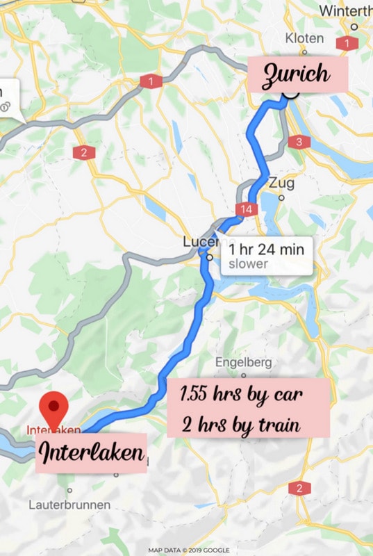 苏黎世至因特拉肯地图-瑞士行程7天