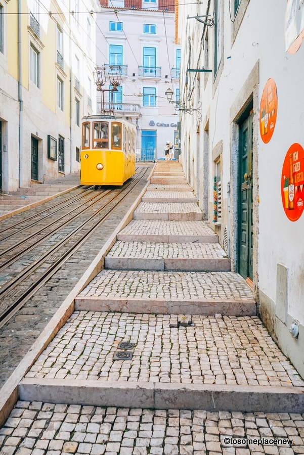 葡萄牙里斯本的缆车和有轨电车