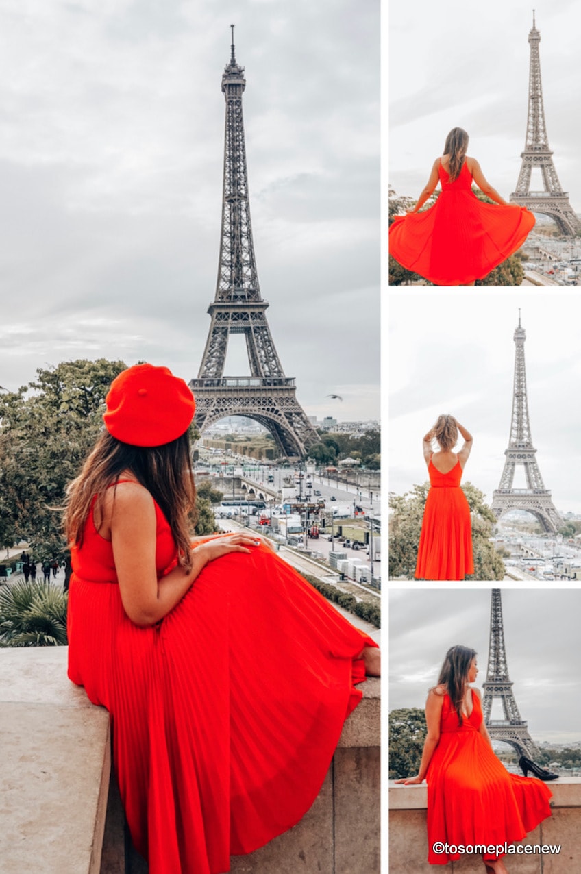埃菲尔铁塔和一个女孩在埃菲尔铁塔上的照片。完美的巴黎4天行程