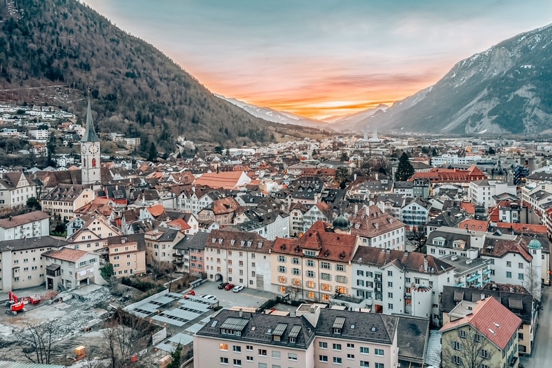 Chur的城市景观，瑞士最古老的城镇之一